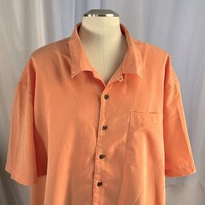 Island Outfitters casual collared button down short sleeve orange textured shirt
